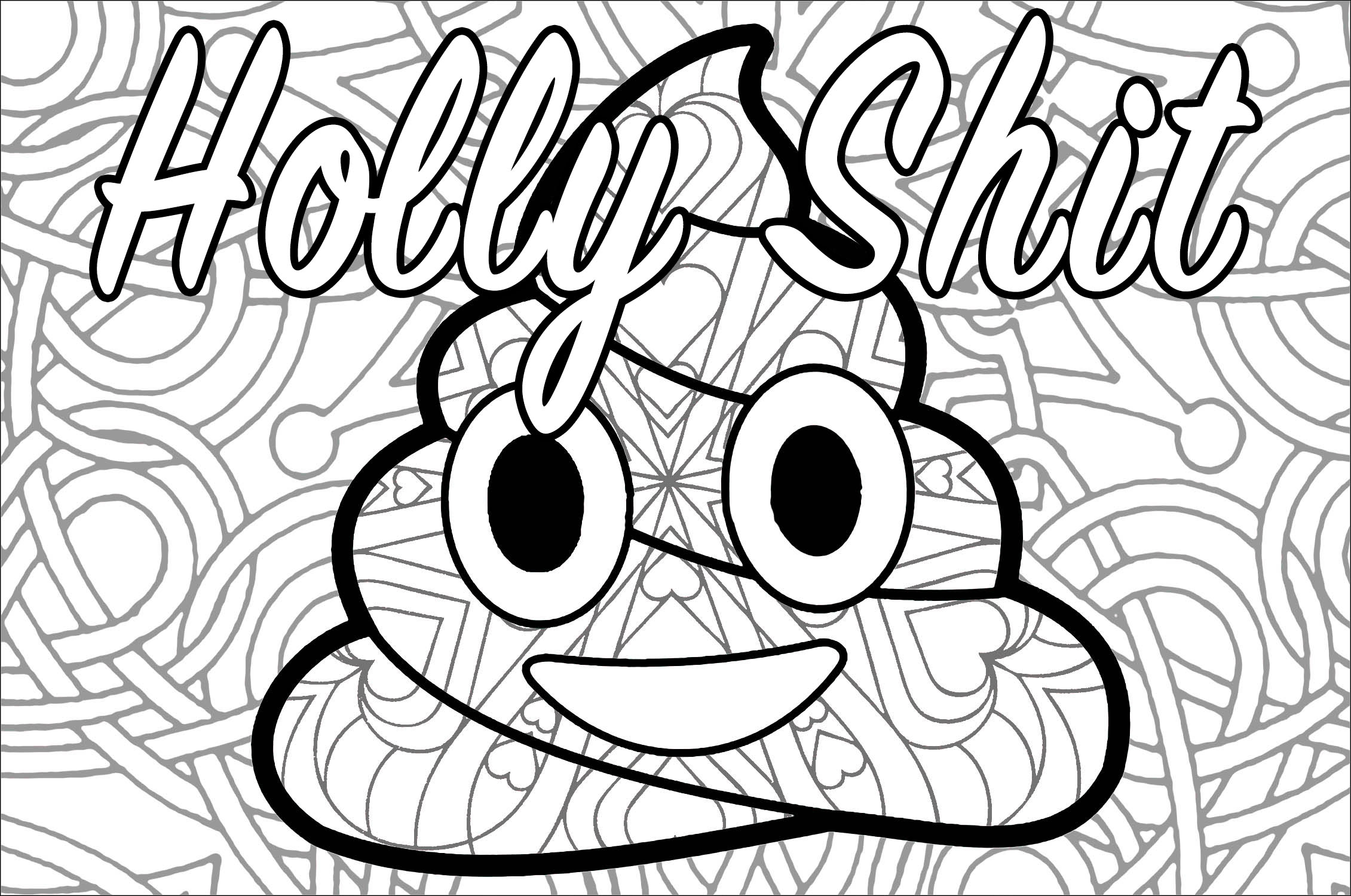 Holy Shit : Página para colorear de palabrotas con el emoji Pile of Poo