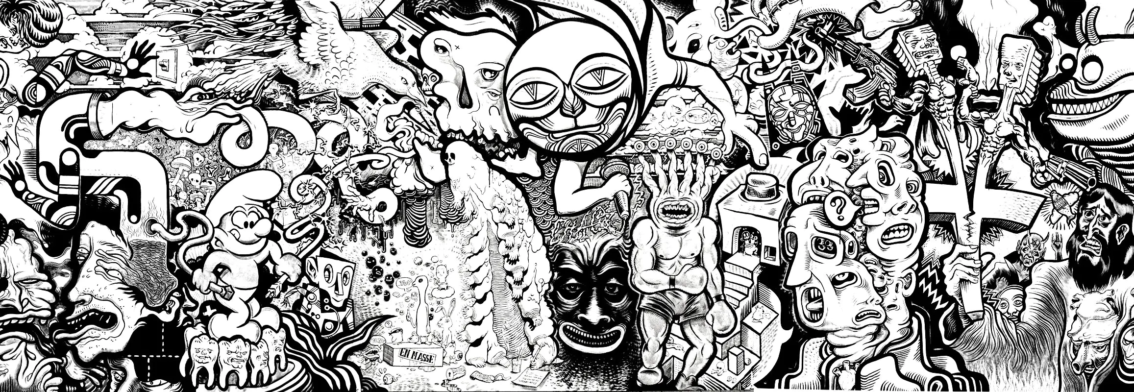 Arte callejero : varios personajes (Página de Leyendas y graffitis para imprimir para adultos)