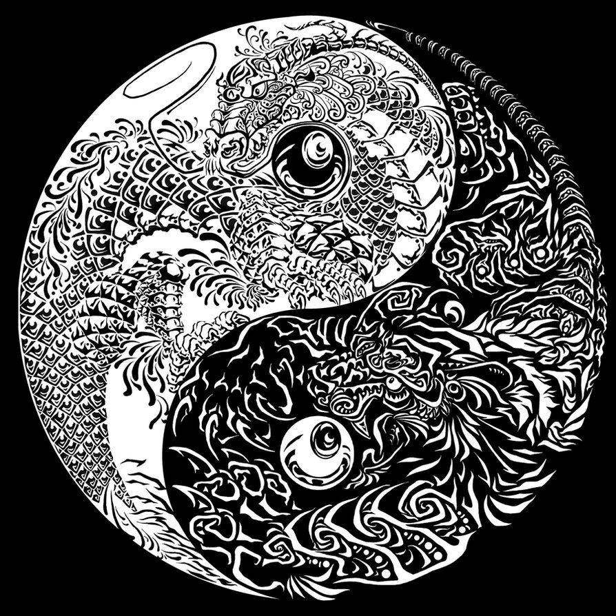 Yin-yang en blanco y negro para imprimir