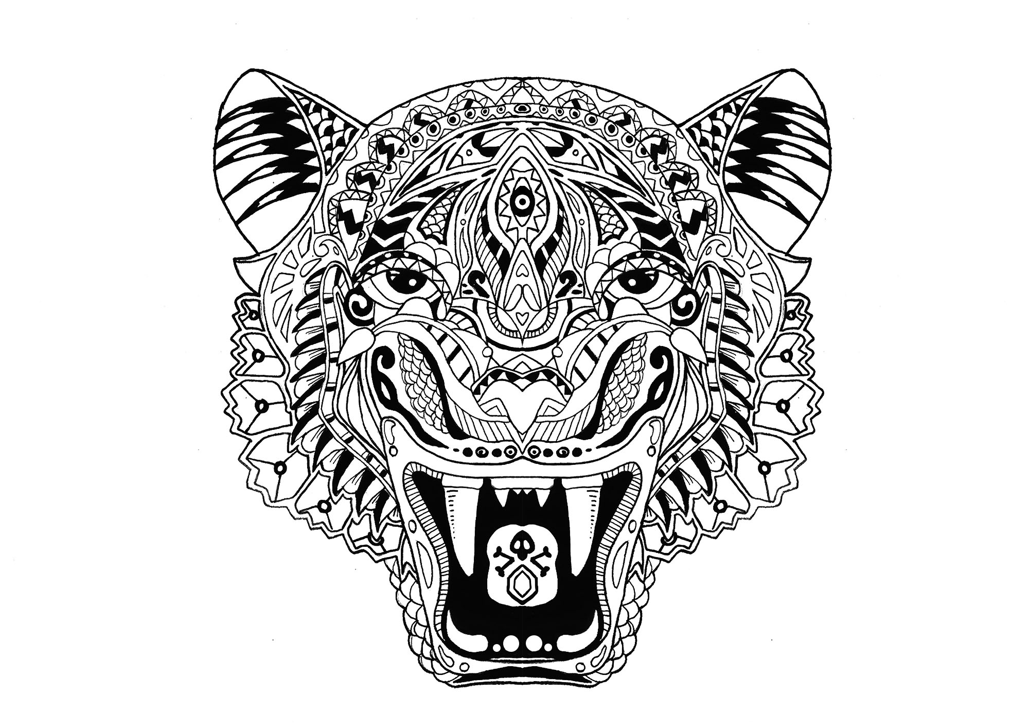 Colorear para adultos : Tigres - 1, Artista : Pauline
