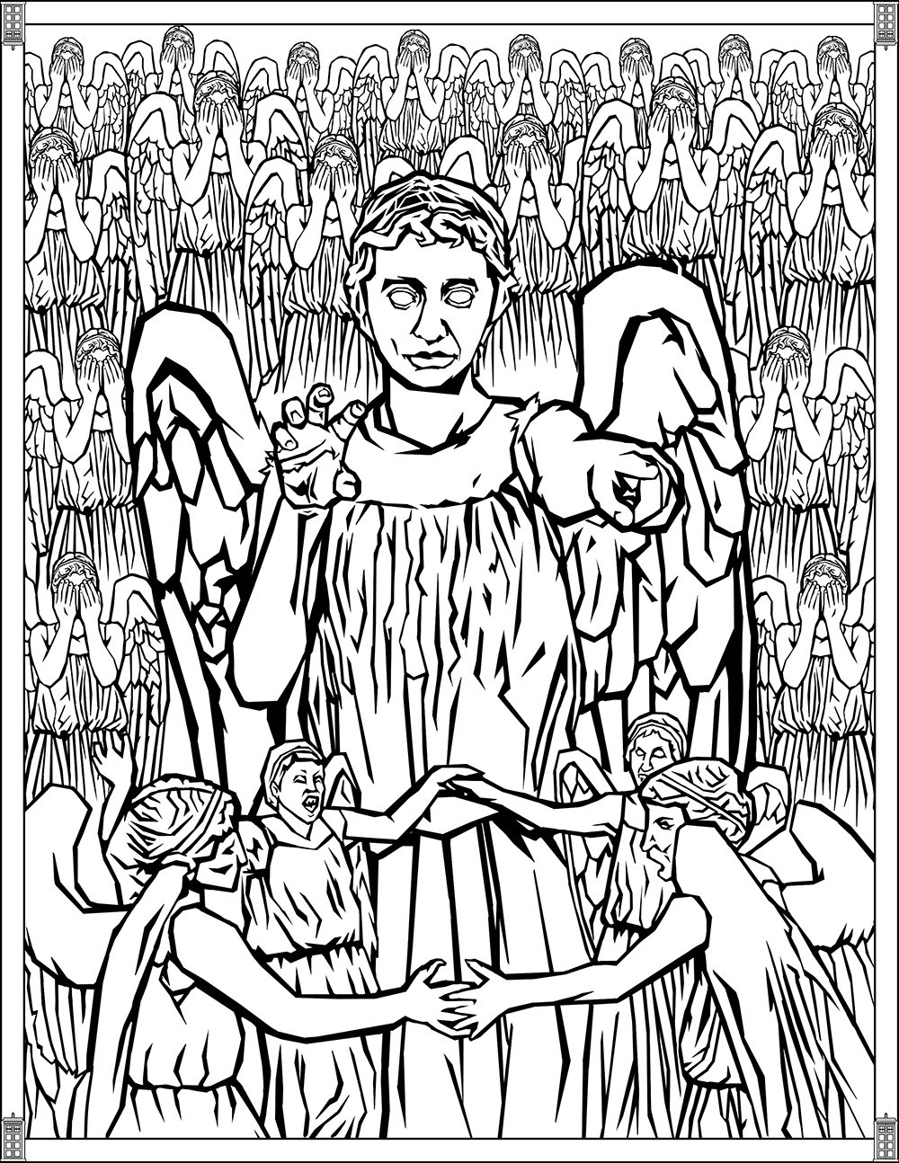 WEEPING ANGELS : No parpadees. Sólo colorea, Artista : Brady Johnson   Origen : fun