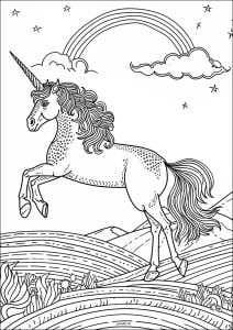 Hermoso unicornio en el cielo