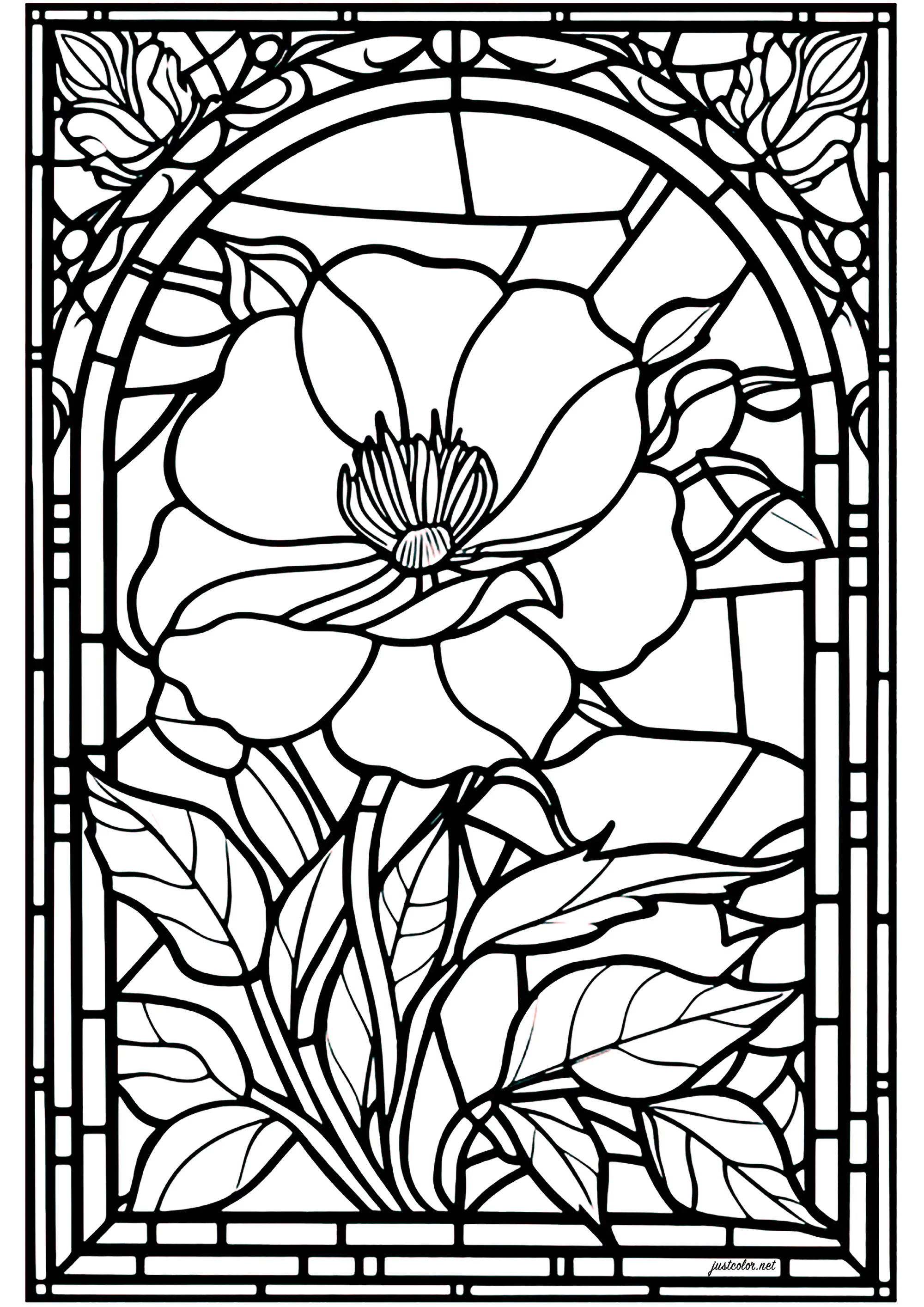 Flor de vidriera - 3 (Página para imprimir para adultos)