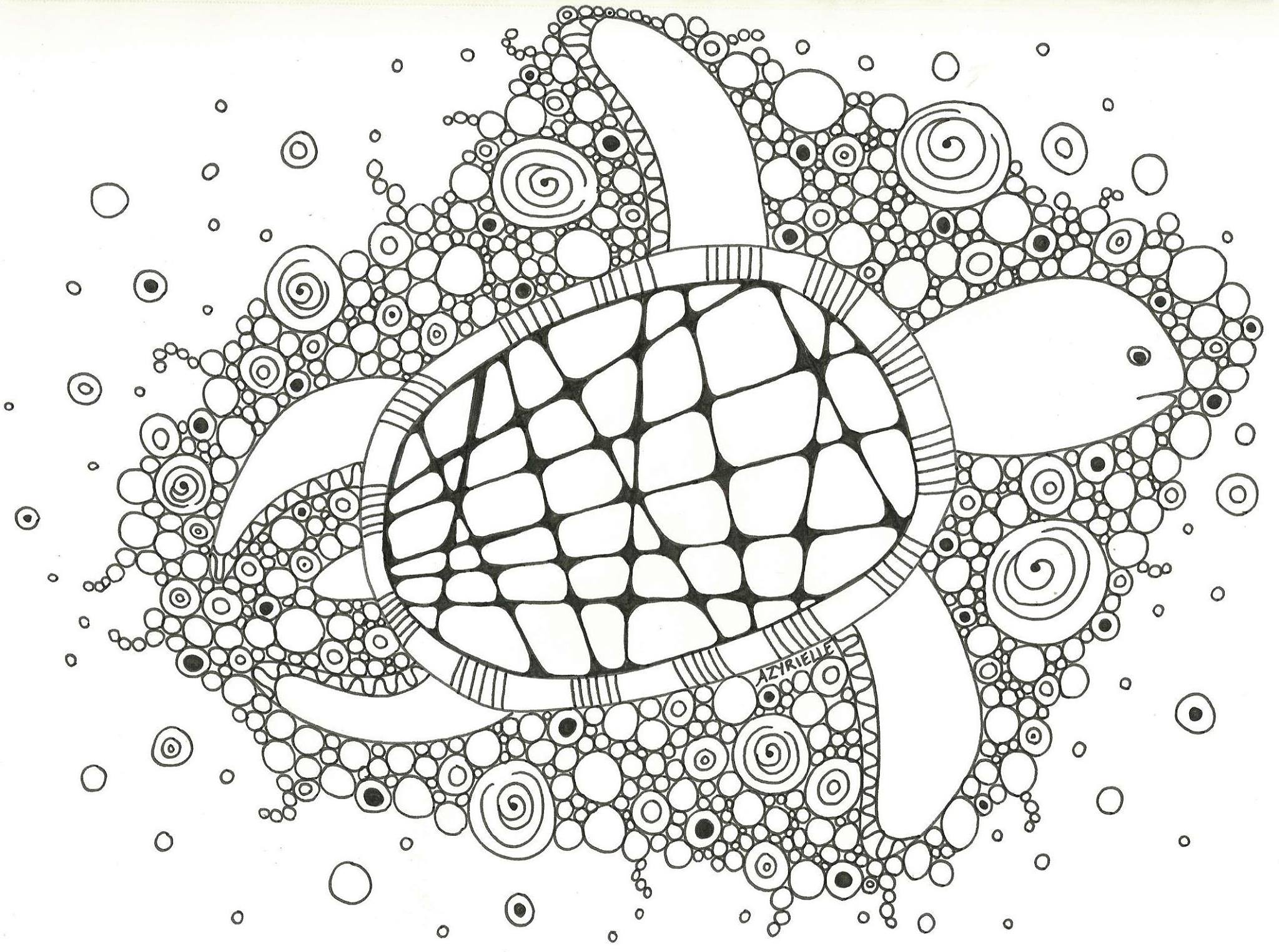 La tortuga y sus burbujas, Artista : Azyrielle