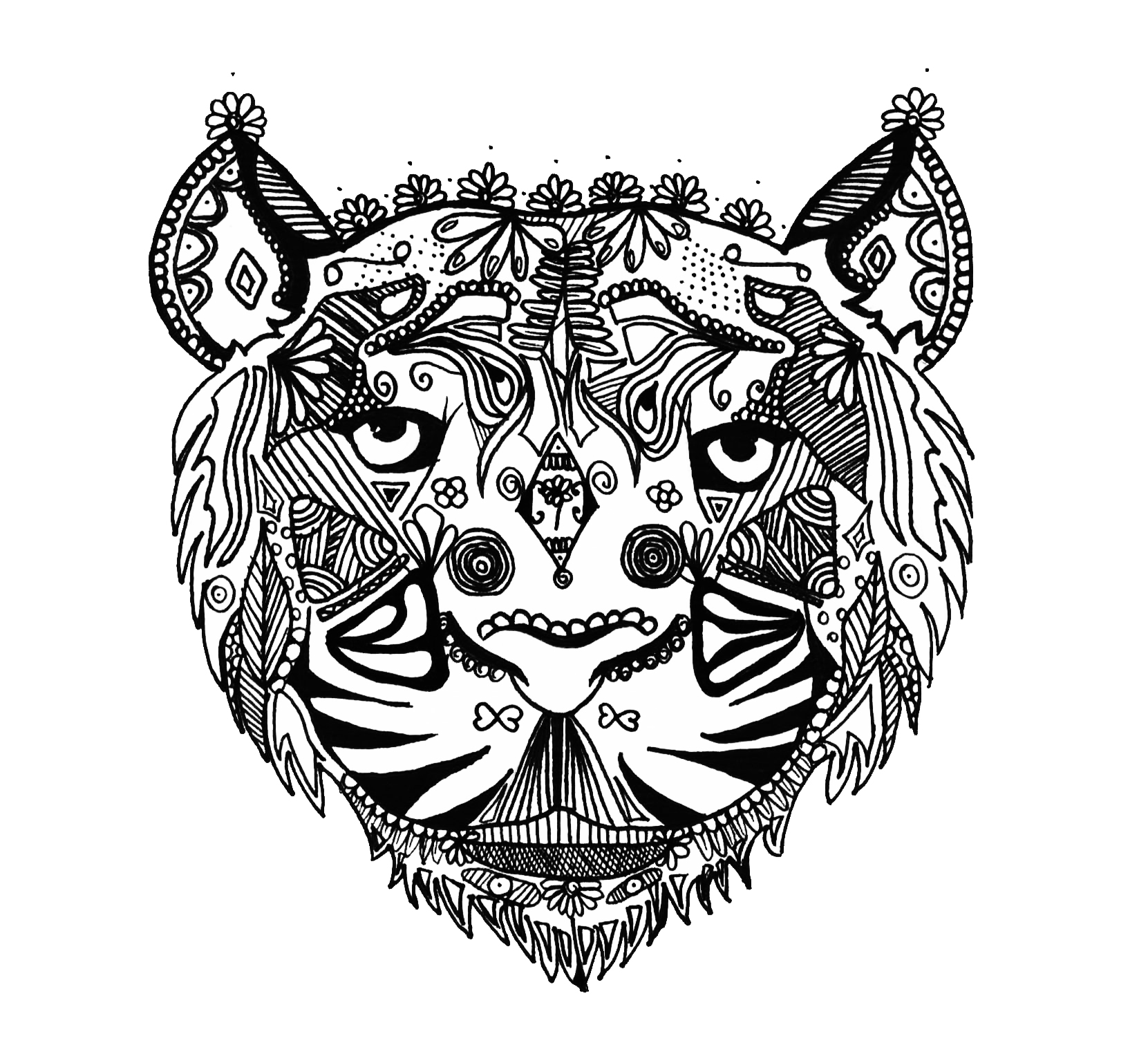 Un tigre, ¡haz estilo 'Zentangle'!, Artista : Alice