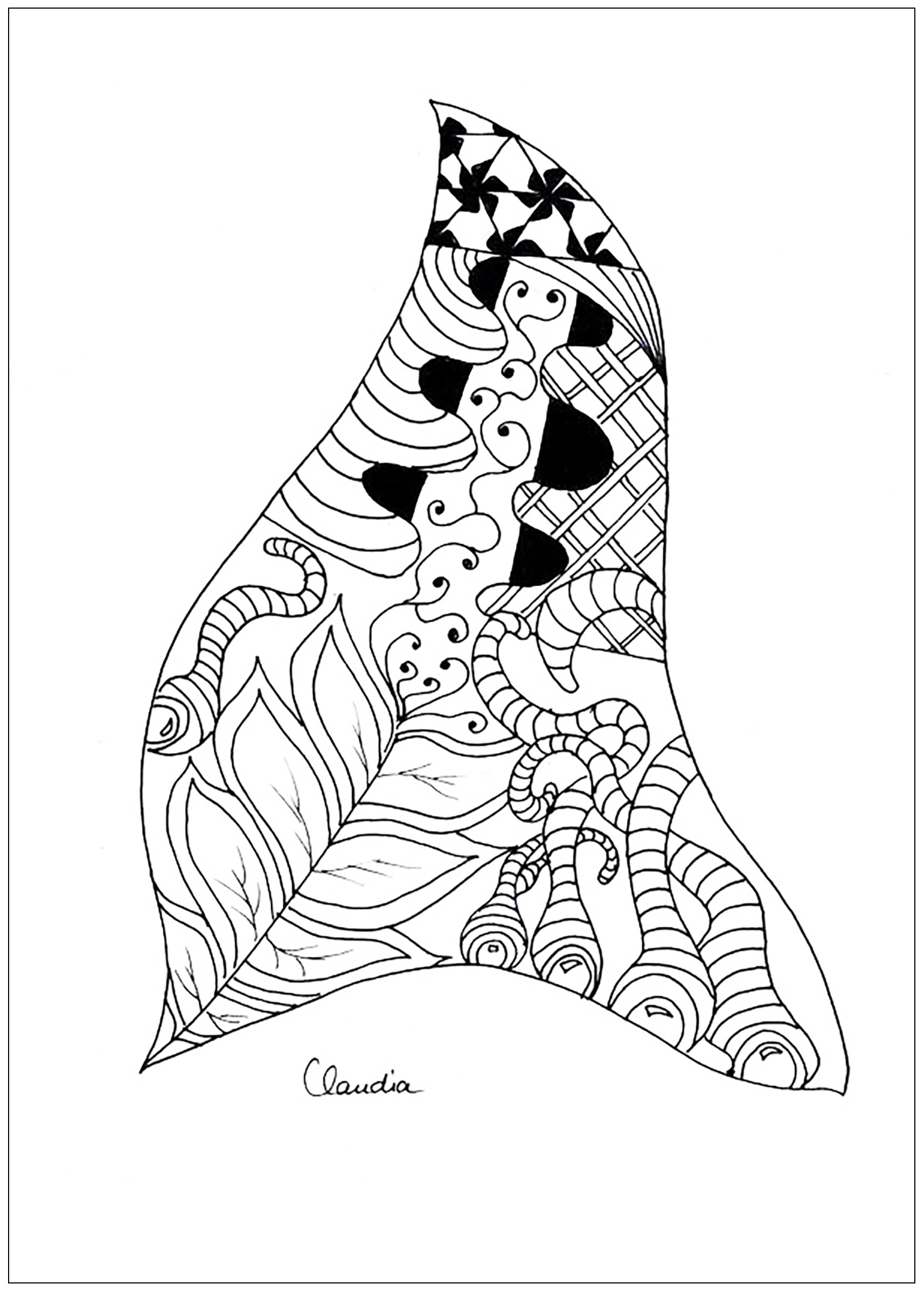 Colorear para adultos : Zentangle - 43, Artista : Claudia