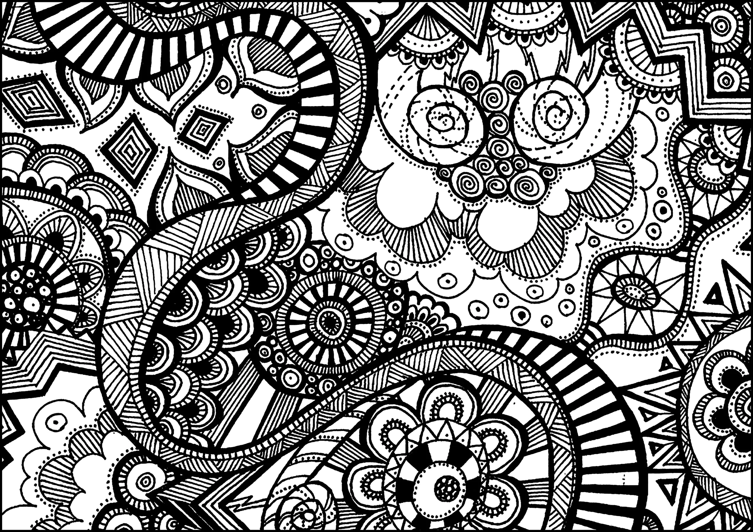 Precioso Zentangle que representa la vida (Página para imprimir para adultos)