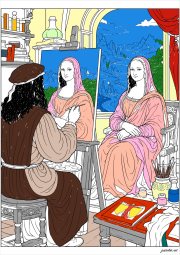 Creación de Anónimo a partir de Leonardo da Vinci pintando la Mona Lisa