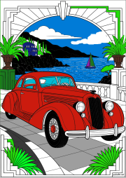 Creación de Anónimo a partir de Coche viejo en una terraza junto al mar