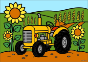 Creation by Anonymous from Tractor en medio de los campos y girasoles