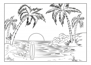 Dibujos para colorear : Paisajes Tropicales