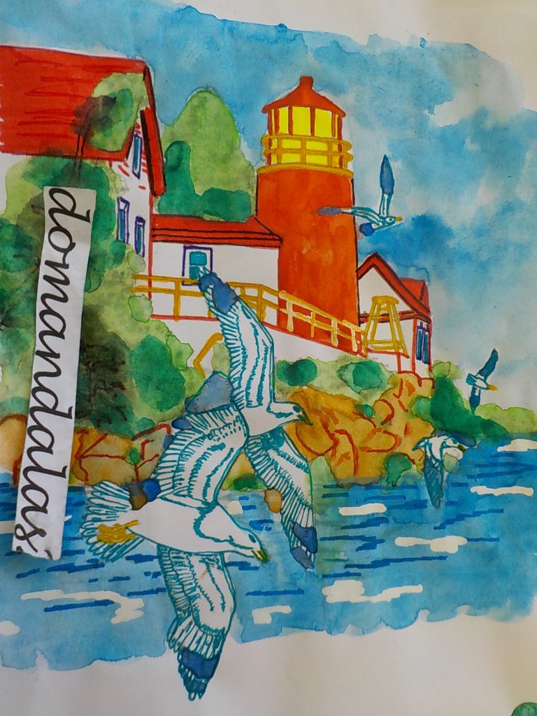 Download Tutorial : Watercolor : Marine landscape by Domandalas - Coloring Pages for Adults