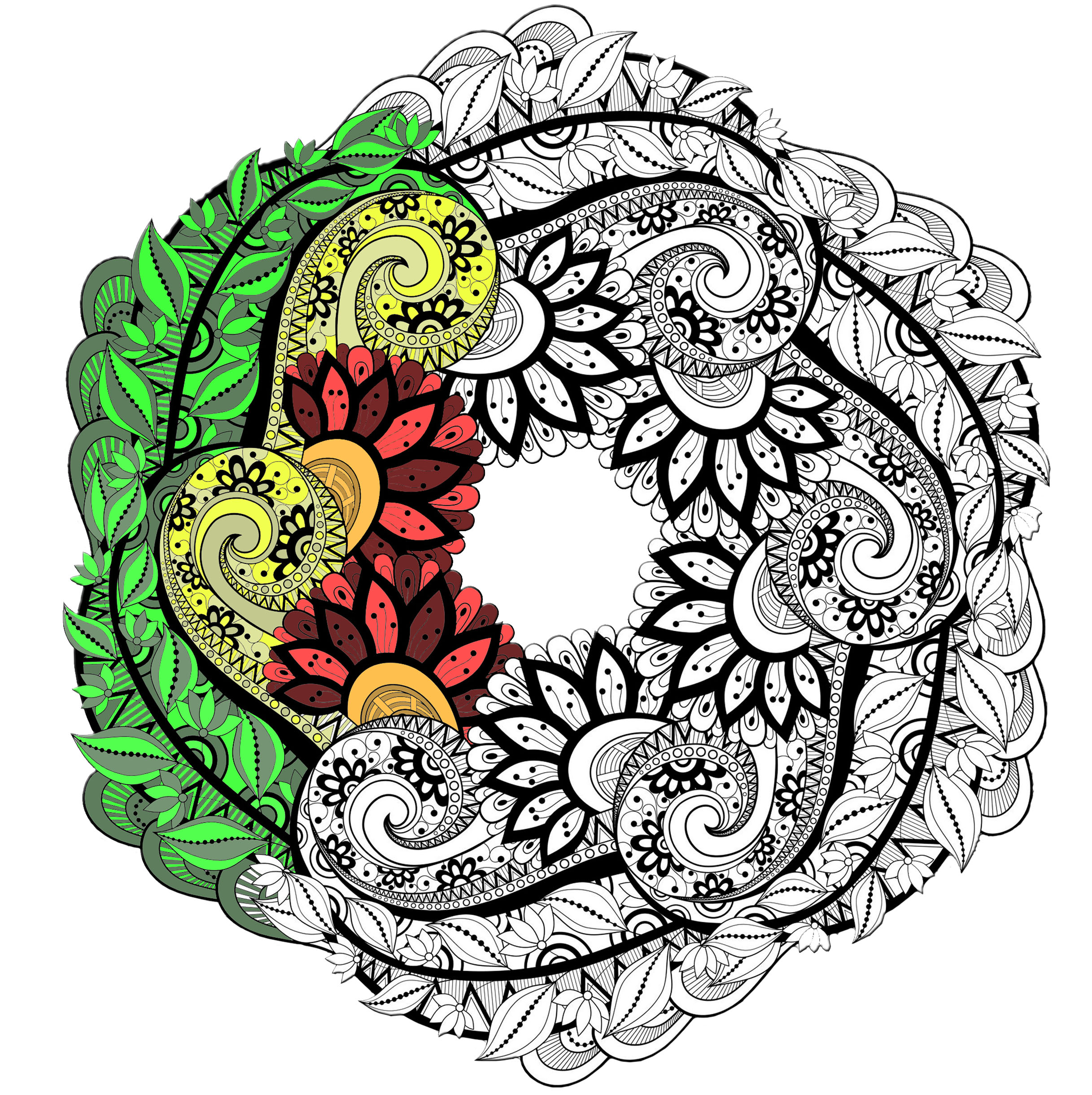 Mandala yin yang Mandalas Coloriages difficiles pour adultes