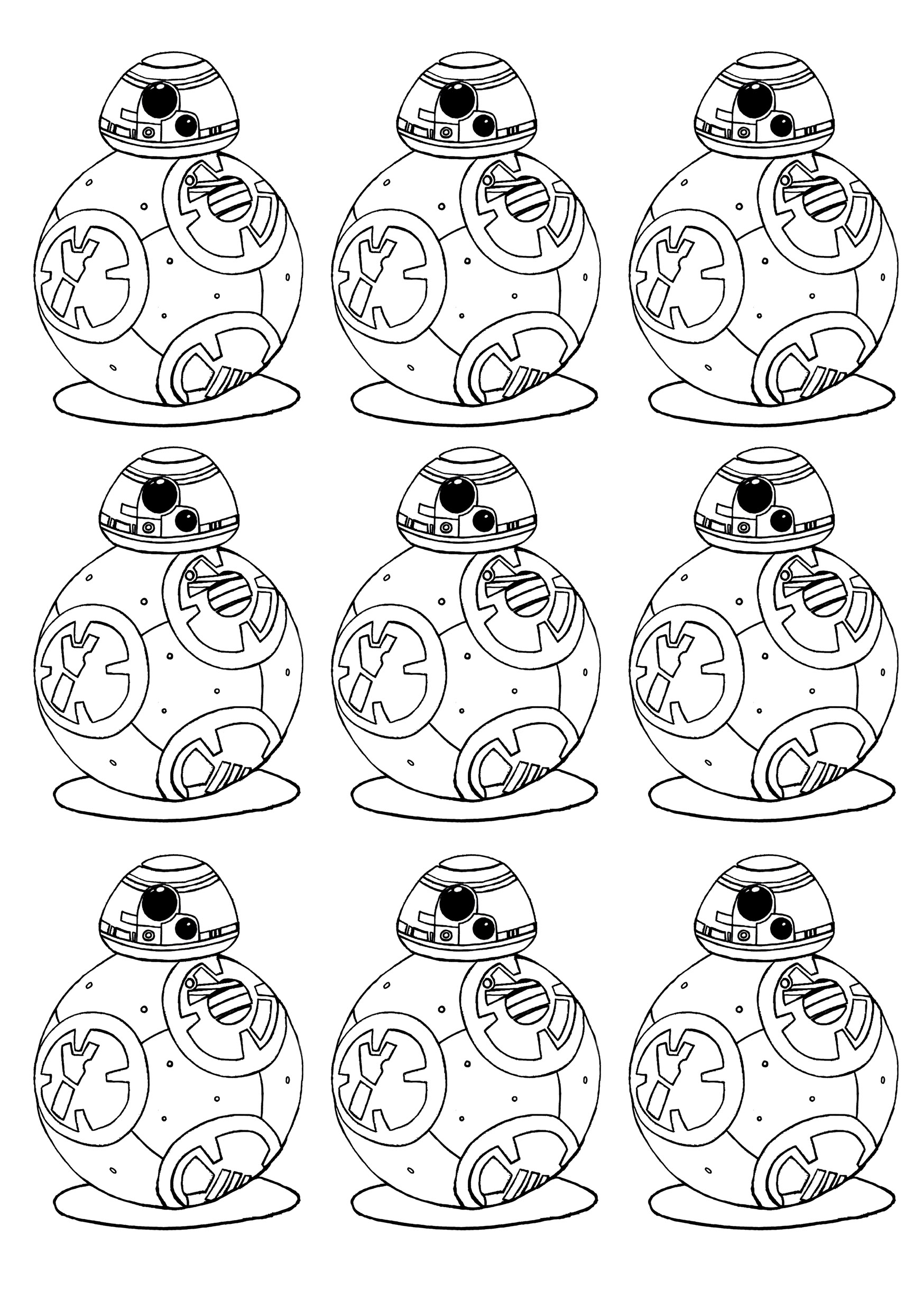 Le Nouveau Robot Star Wars Bb8 à Colorier Coloriages