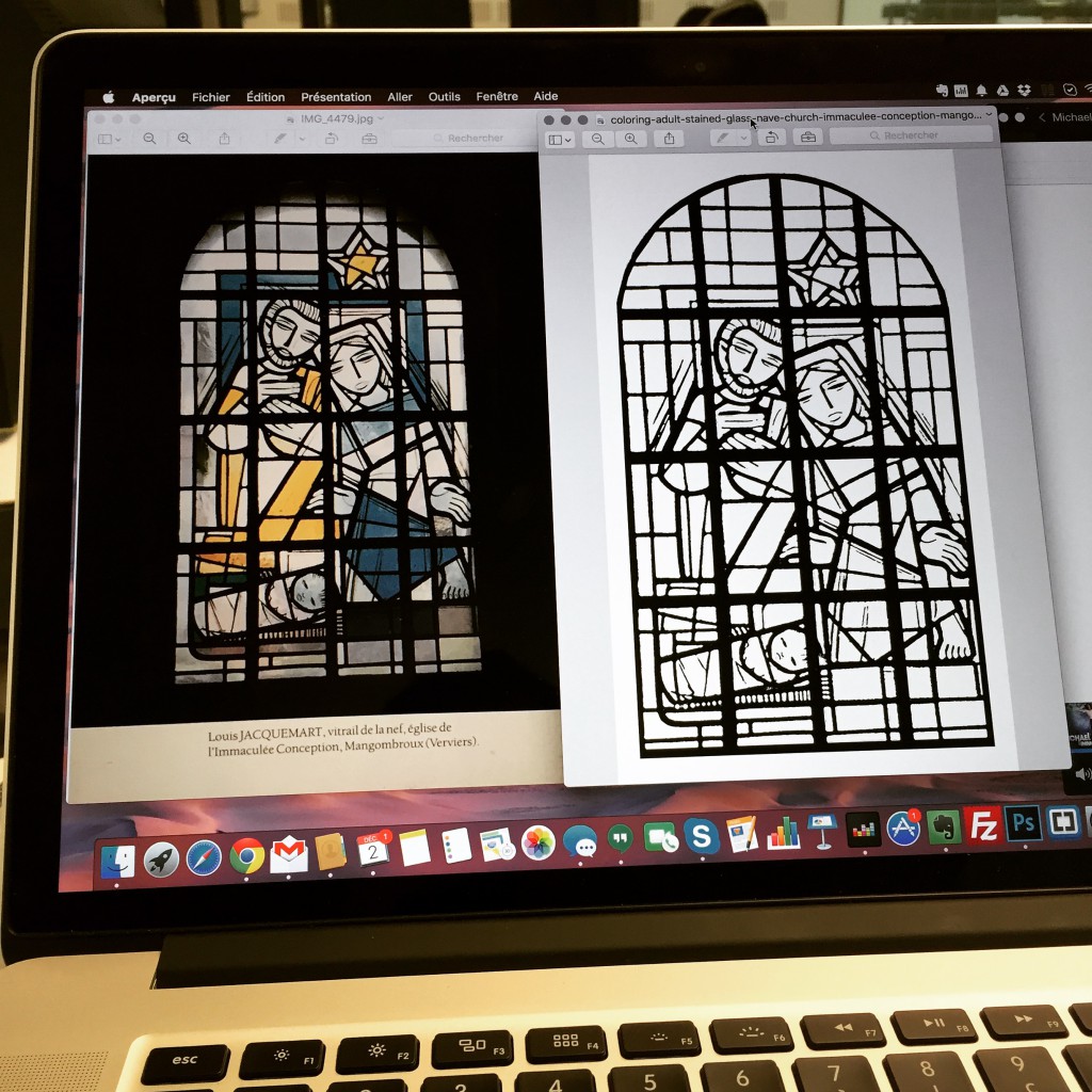 Avant / Après ... un coloriage à partir d'un vitrail !