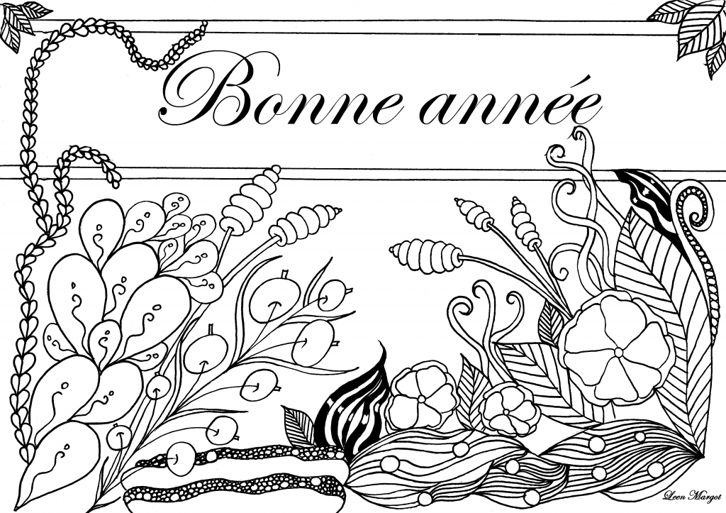 Bonne année colorée Coloriages difficiles pour adultes bonne annee coloree