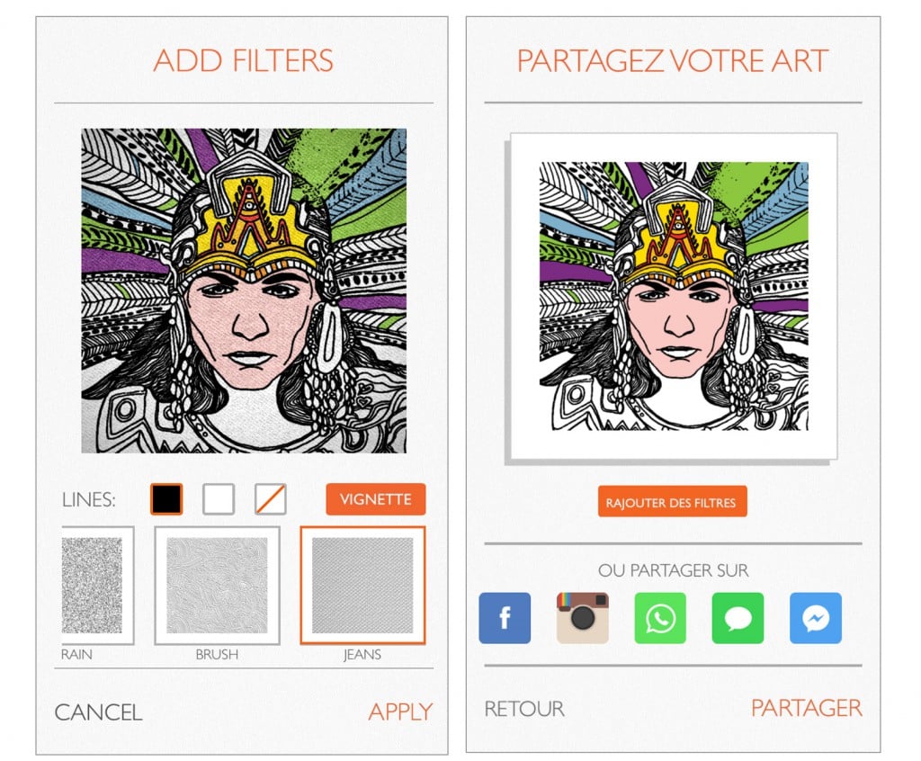 Découvrez Colorfy une appli de coloriage pour adulte sur Ipad Ajout de filtre et partage