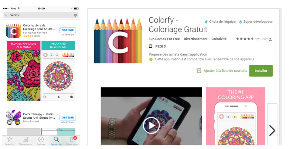 Téléchargement de Colorfy sur App Store ou Google Play