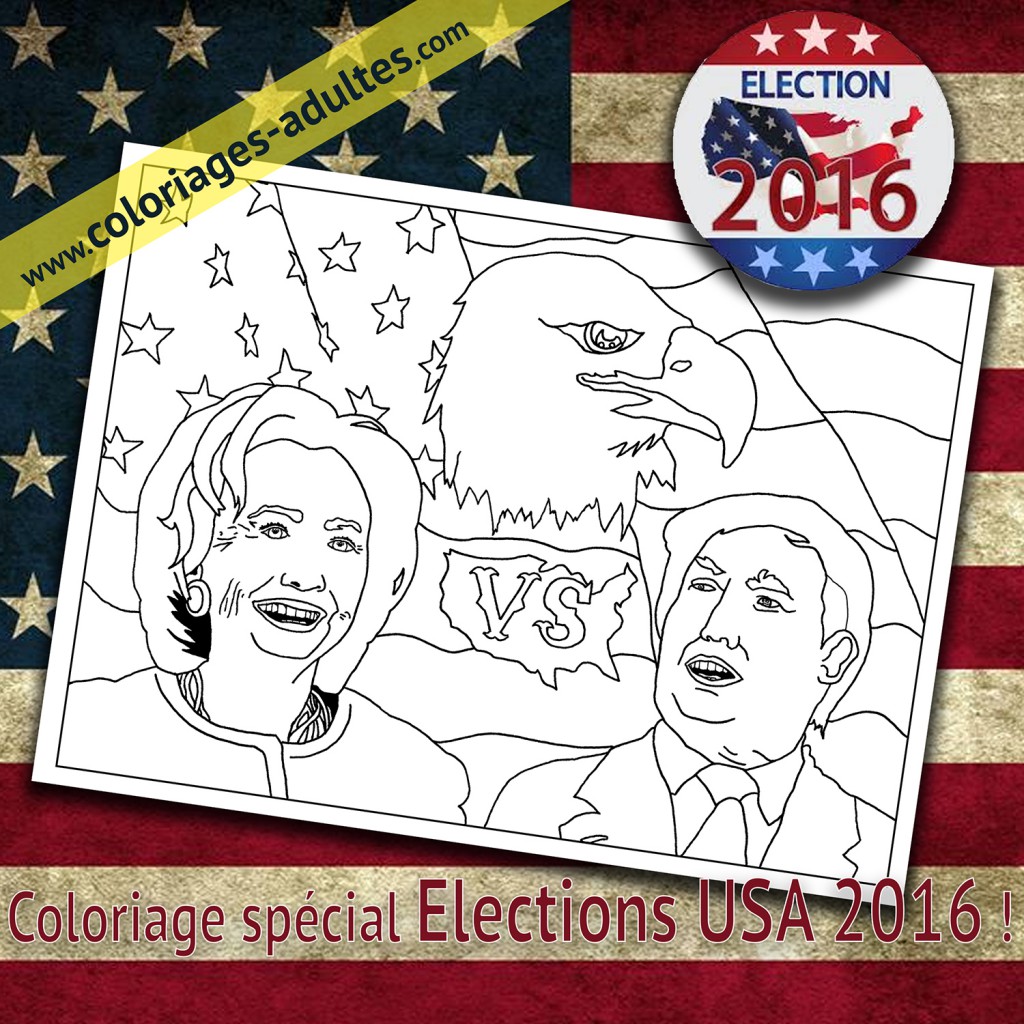 Notre coloriage exclusif Clinton vs Trump