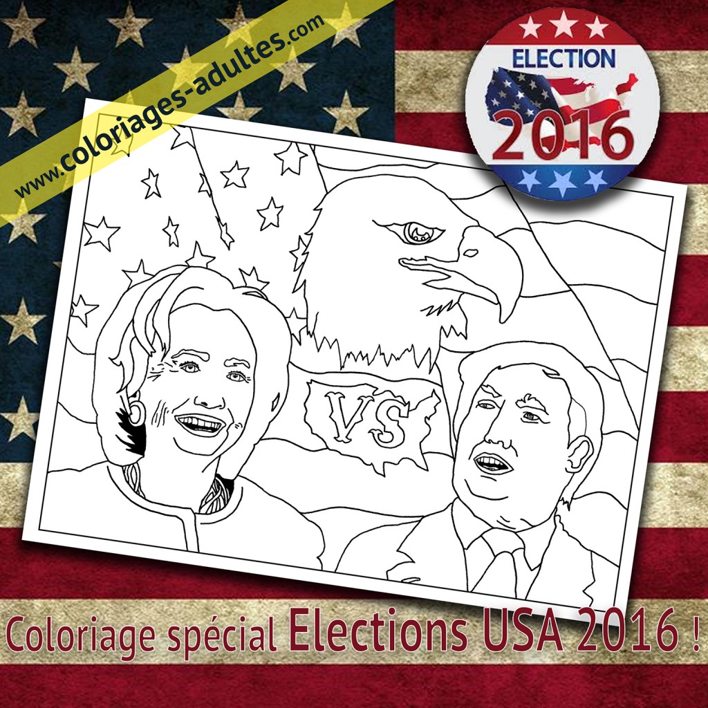 Les Elections aux USA   l honneur avec un coloriage exclusif et original