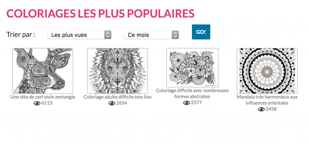 Affichage des coloriages les plus vus / imprimés