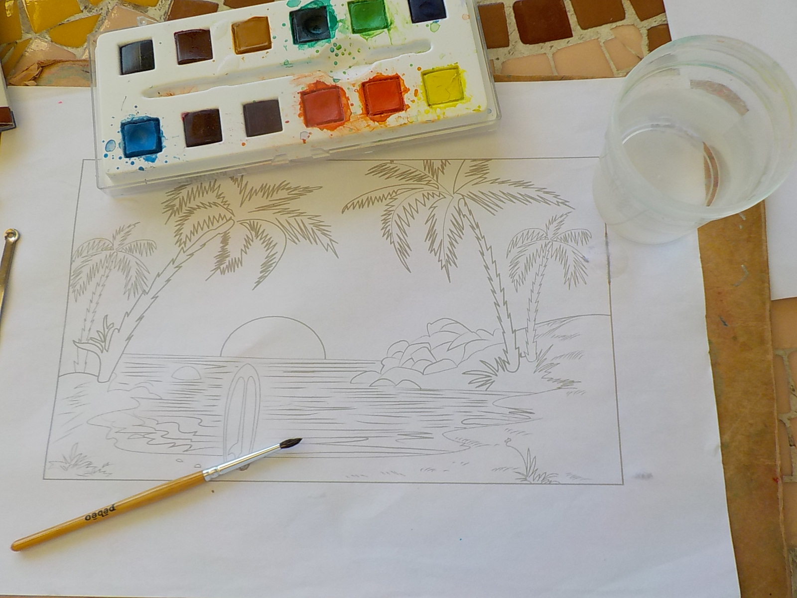 Tutoriel : Soleil couchant sur surf à l'Aquarelle par Domandalas
