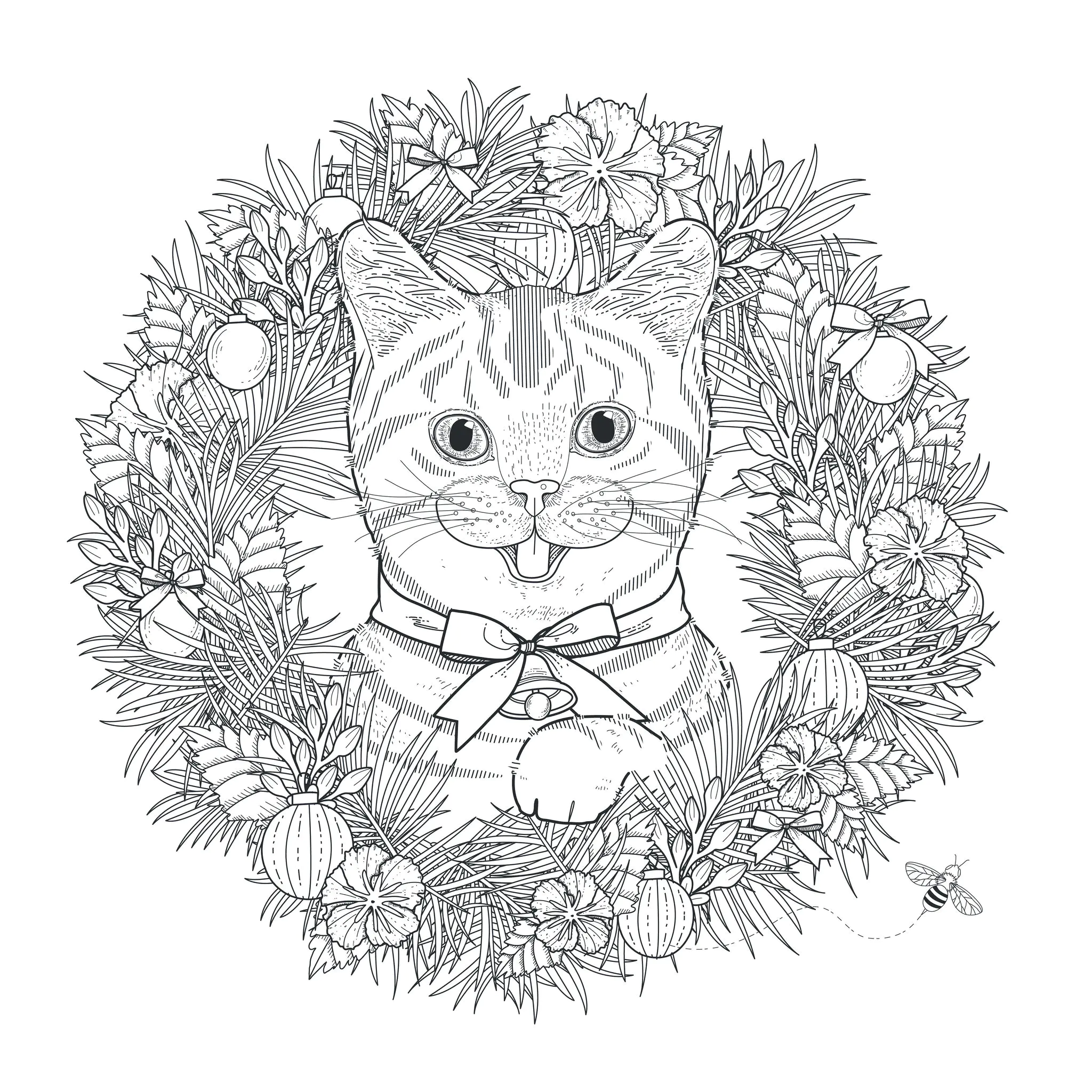 Mandala chat kchung (Coloriage à imprimer pour adultes)