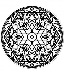 Motifs Arabes dans un magnifique Mandala pour adulte (Coloriage d'Orient et 1001 Nuits)