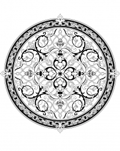 Plongez vous dans les 1001 nuits avec ce Mandala 100% Oriental, à colorier avec les couleurs de votre choix (Coloriage d'Orient et 1001 Nuits)