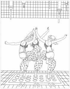 Coloriage créé à partir d'une aquarelle de George Barbier : Shéhérazade (Coloriage d'Orient et 1001 Nuits)