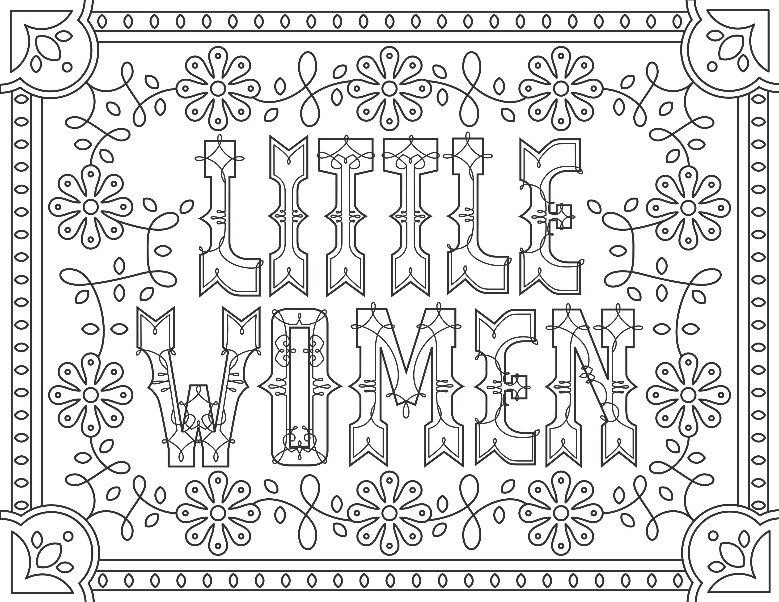 Coloriage inspiré du film 'Little Women', pour le site Readers.com.