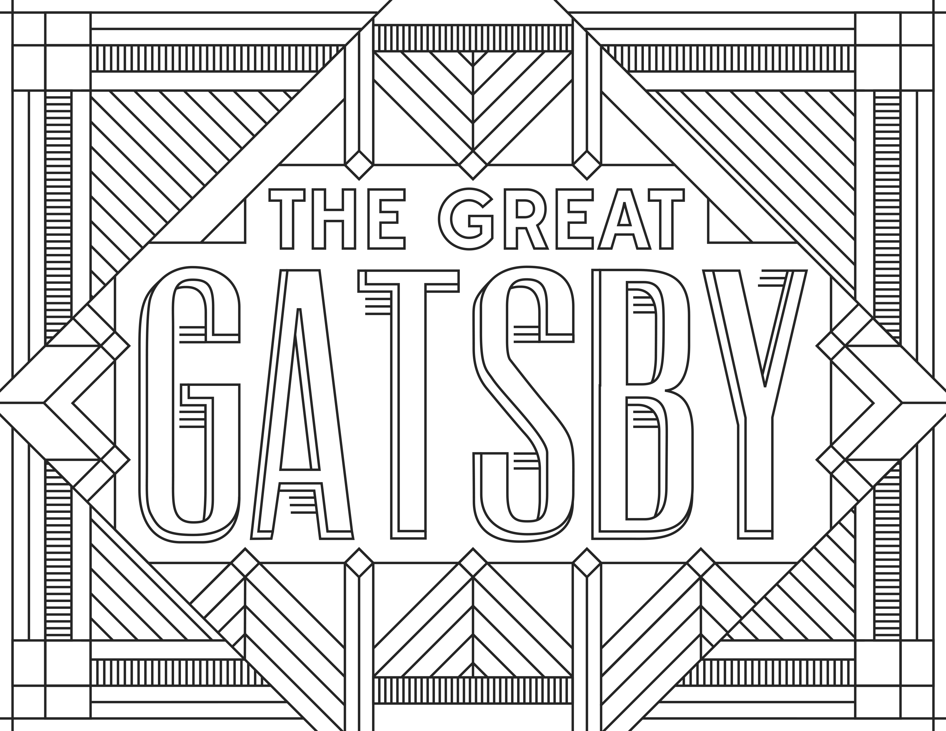 Coloriage inspiré du film 'The Great Gatsby', pour le site Readers.com.