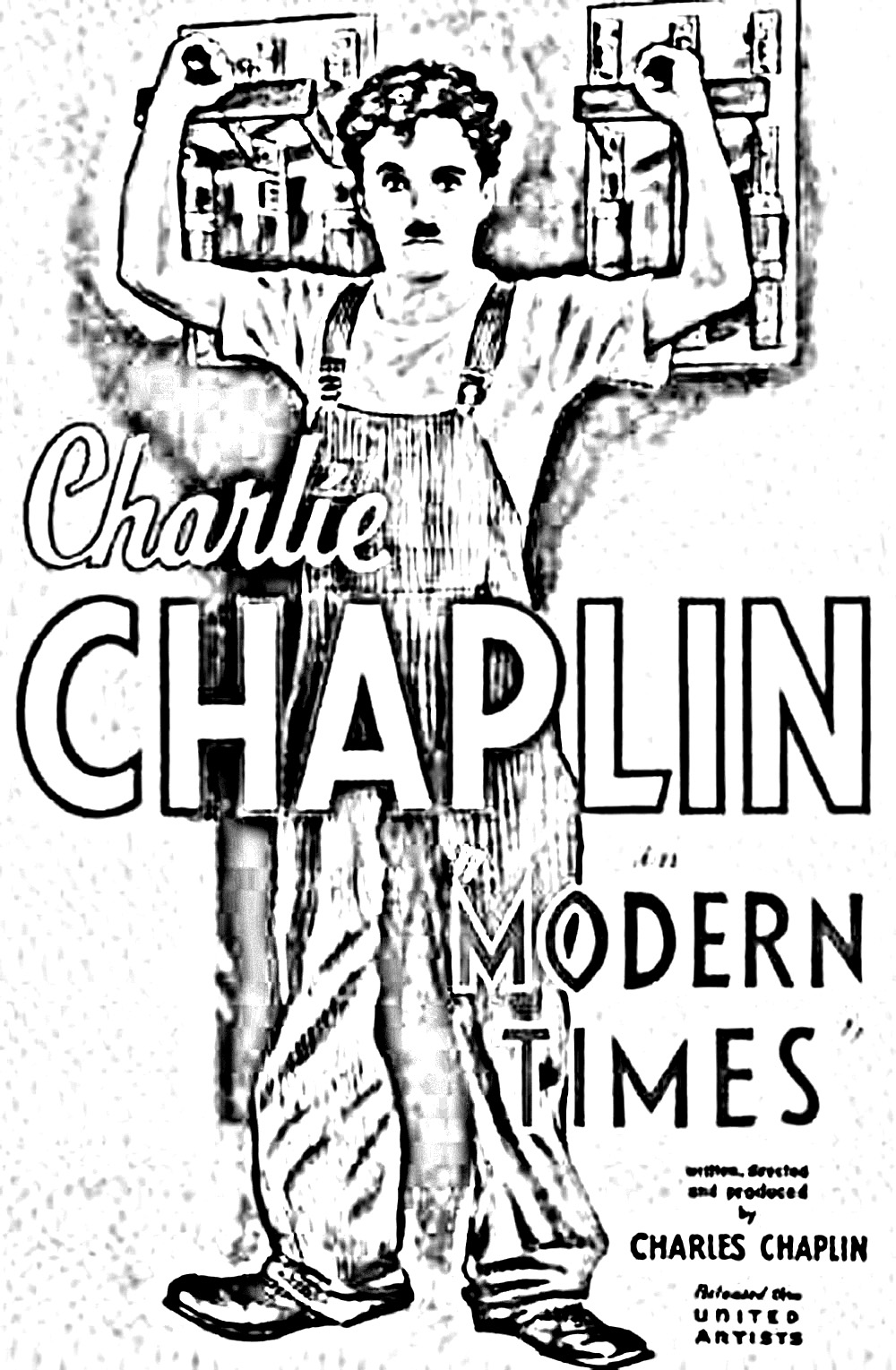 Coloriage affiche film Les Temps modernes avec Charlie Chaplin