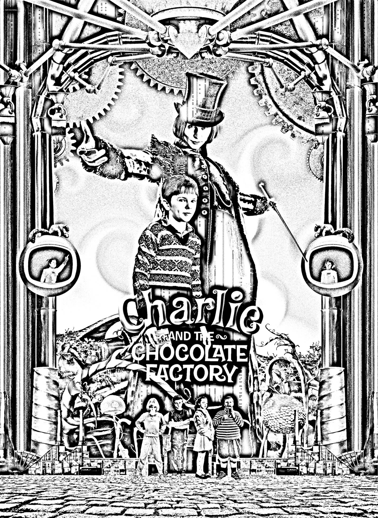 Coloriage affiche film Charlie et la chocolaterie de Tim Burton