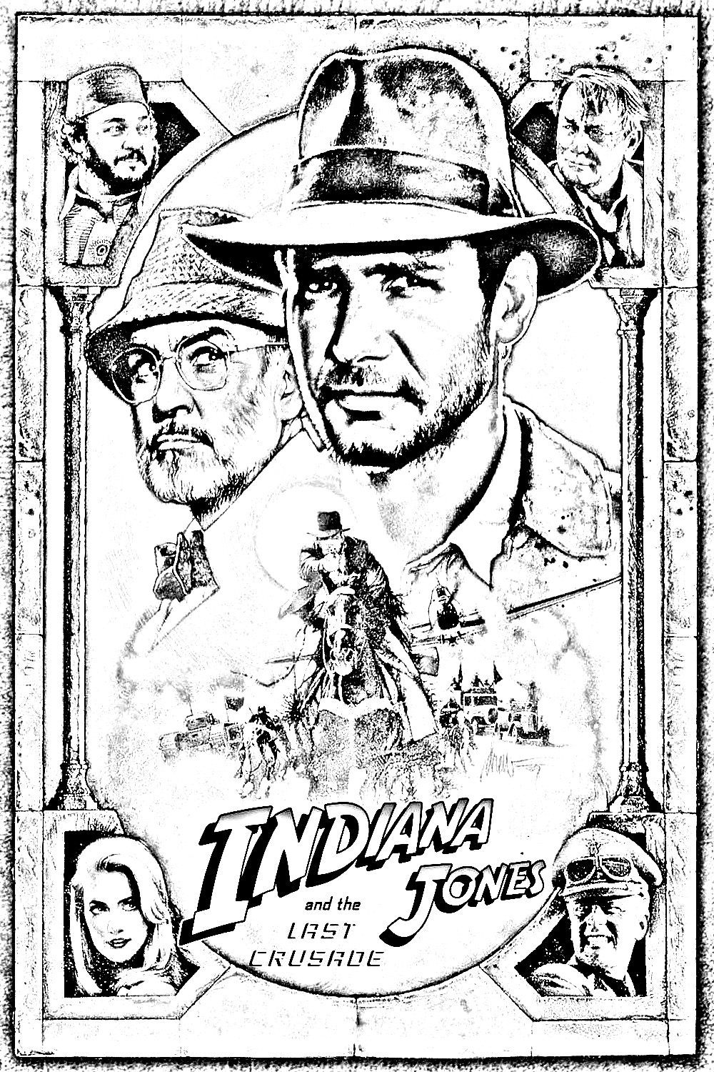 L'affiche d'Indiana Jones et la dernière Croisade, avec Harrison Ford & Sean Conery
