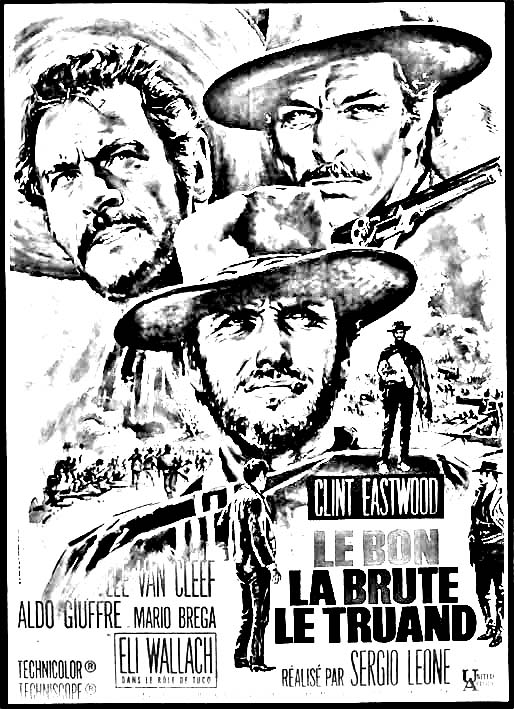 Coloriage affiche film Le bon, la brute et le truand