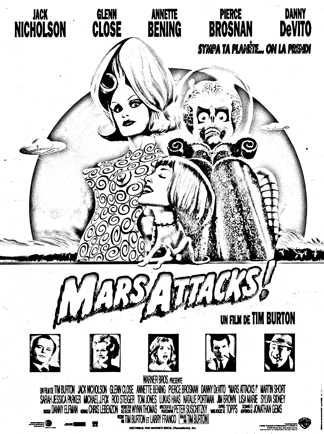 Coloriage affiche film Mars Attacks de Tim Burton