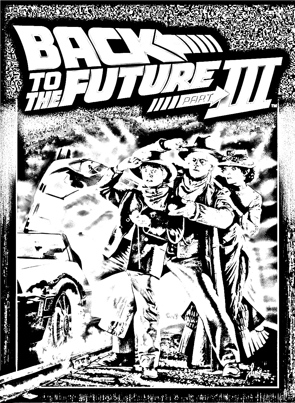 Coloriage affiche Retour vers le futur 3