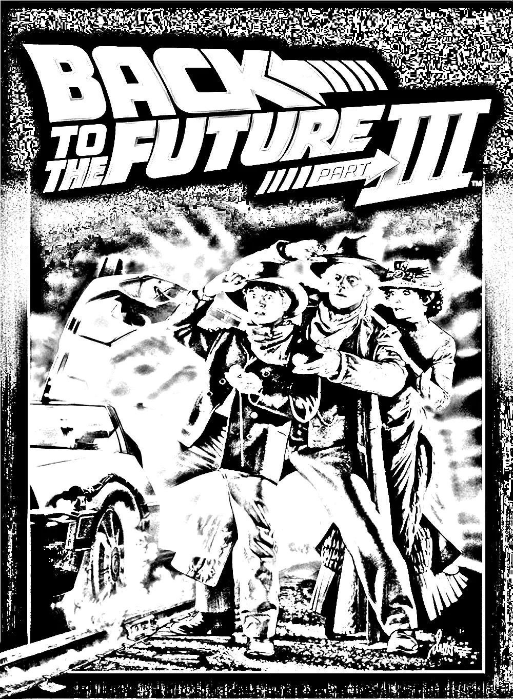 Film retour vers le futur - 3 (Coloriage de Films célèbres à imprimer pour adultes)