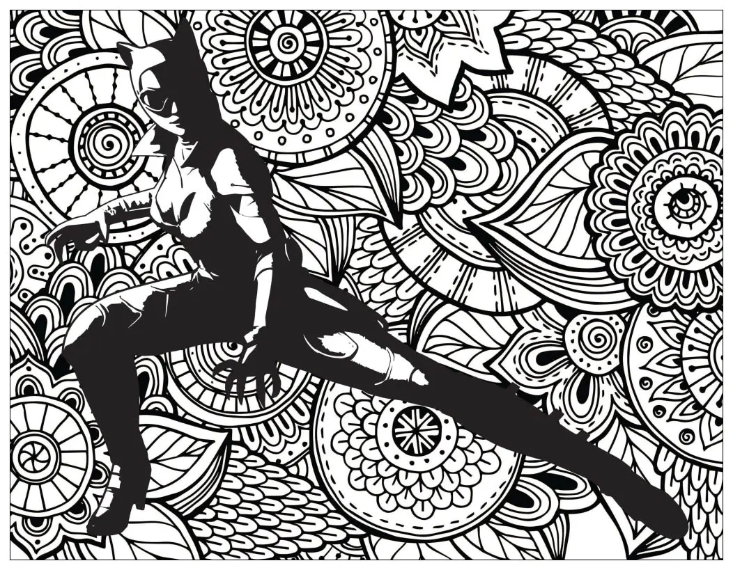 Mechant batman catwoman (Coloriage de Films célèbres à imprimer pour adultes)
