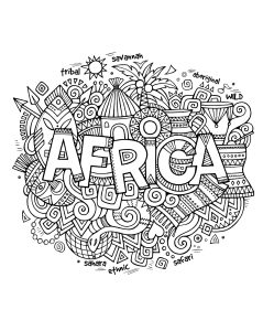 Coloriage adulte afrique abstrait symboles