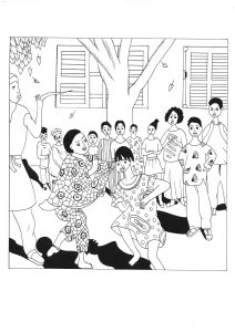 Coloriage de à imprimer pour adultes : Enfants en Afrique