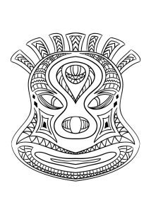 Coloriage d'Afrique à imprimer pour adultes : Masque-africain-2
