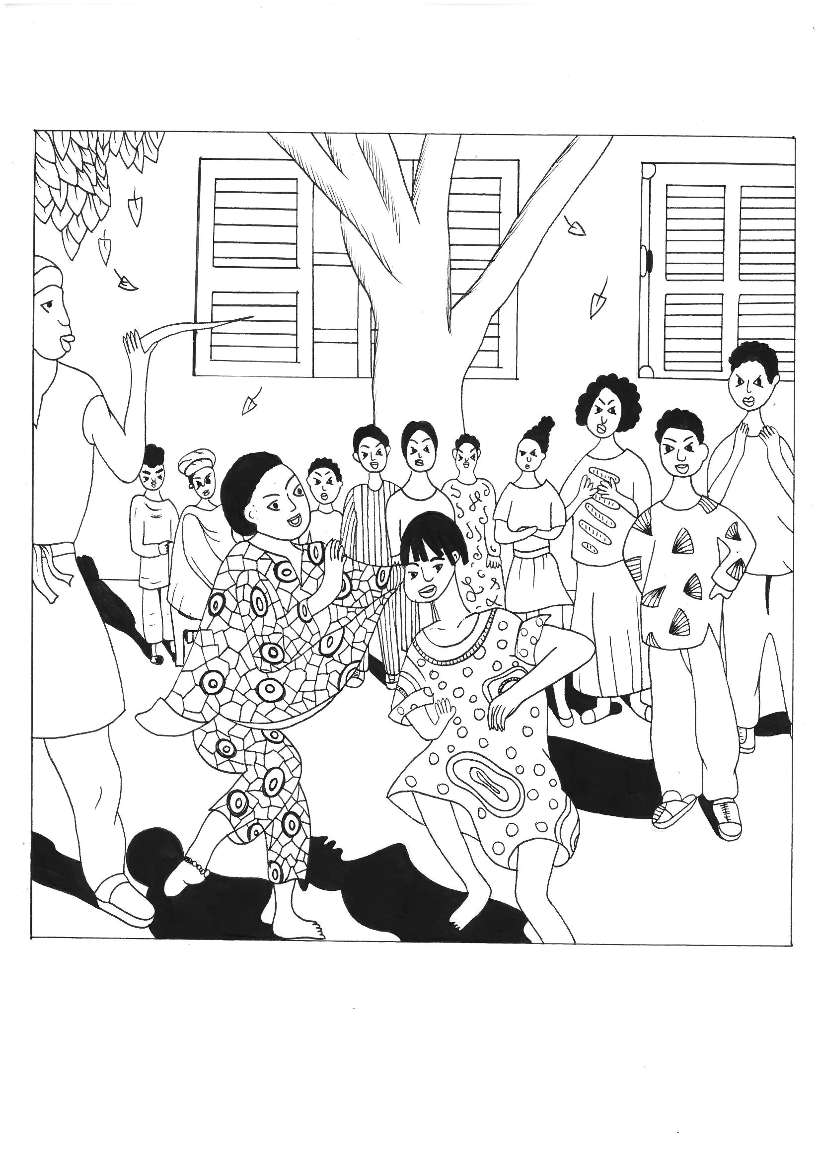 Enfants en Afrique (Coloriage de Rachel à imprimer pour adultes)