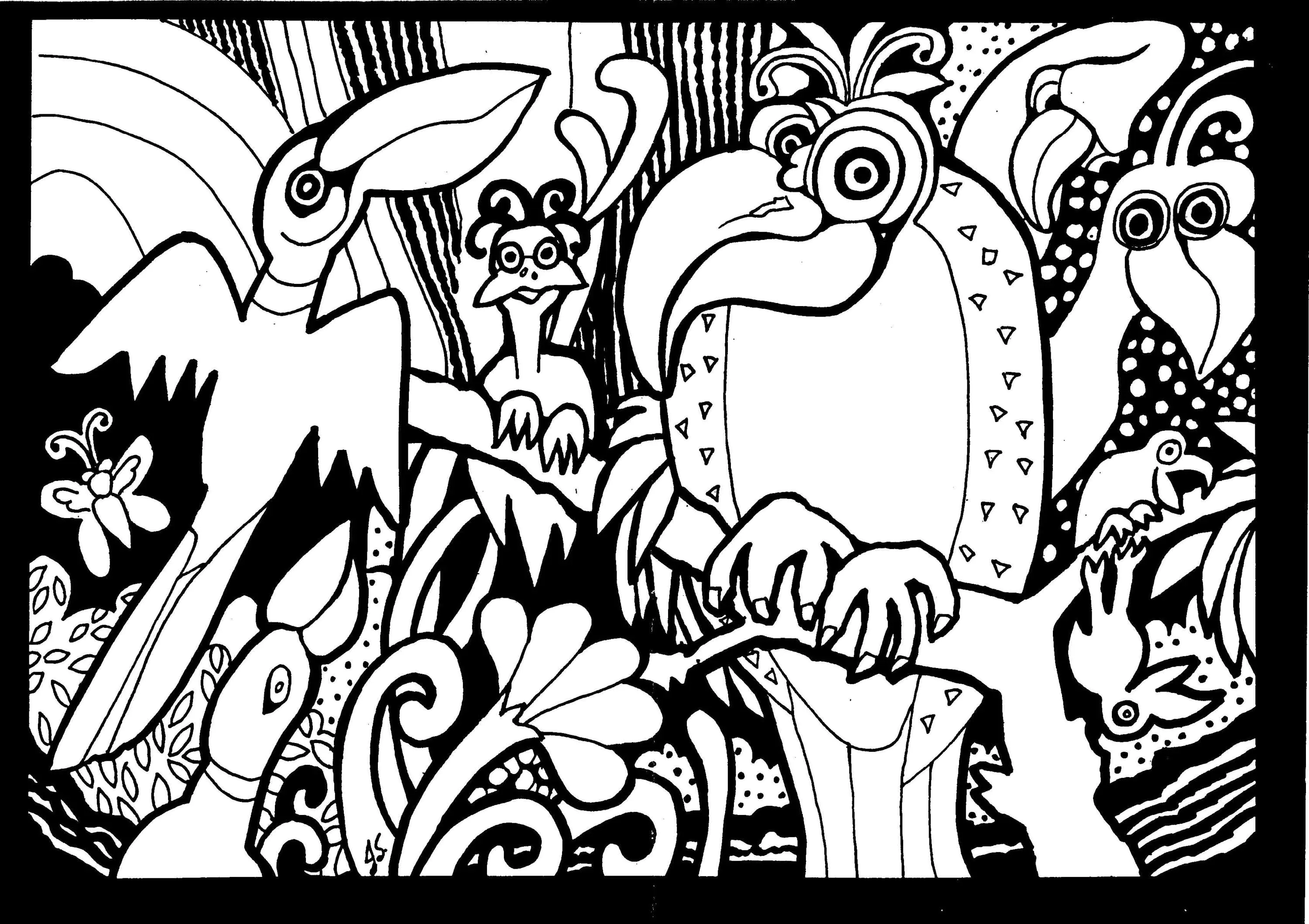 Afrique peroquets (Coloriage à imprimer pour adultes)