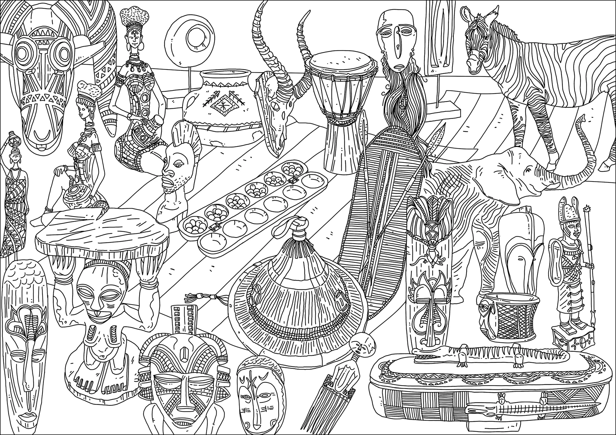 Afrique (Coloriage d'OLDAfrique à imprimer pour adultes)