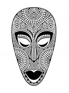 Coloriage adulte masque africain