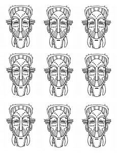 Coloriage afrique masques traditionnels