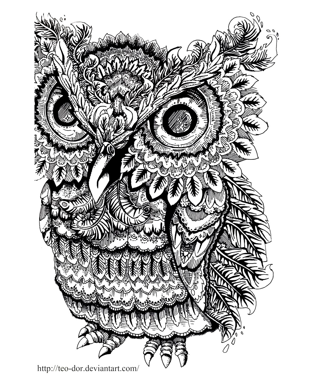 coloriage adulte animaux hibou gros yeux 2 free to print