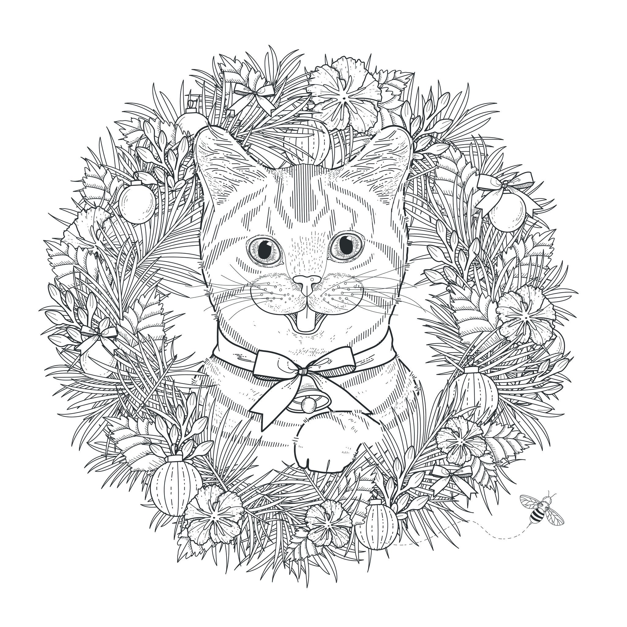 Mandala chat kchung animaux coloriages difficiles pour adultes justcolor Mandala de chat